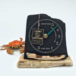 reclaimed wood and slate tide clock