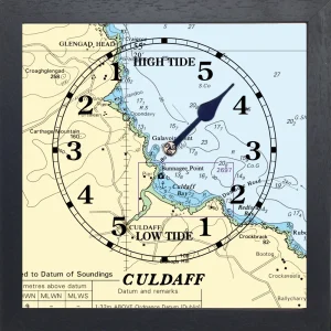 tide clock in black wooden frame for Culdaff co Donegal