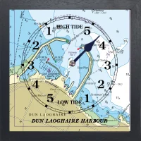 IMAGE OF A DUN LAOGHAIRE HARBOUR TIDE CLOCK BLACK