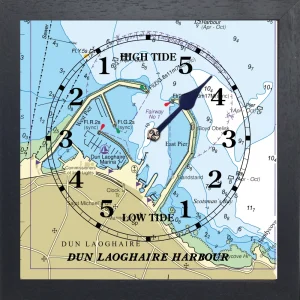 IMAGE OF A DUN LAOGHAIRE HARBOUR TIDE CLOCK BLACK