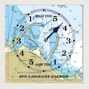 IMAGE OF DUN LAOGHAIRE HARBOUR TIDE CLOCK WHITE