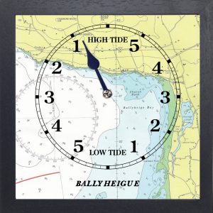 square wooden black Ballyheigue tide clock