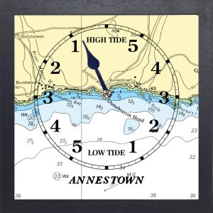 black square wooden tide clock for Annestown