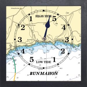 black square wooden tide clock of Bunmahon
