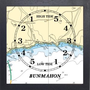 framed wooden tide clock of Bunmahon, Co Waterford