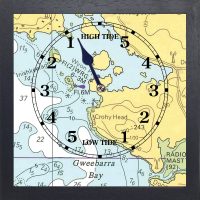 black square wooden tide clock for Gweebarra Bay