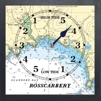 Wooden framed tide clock for Rosscarberry Co Cork black frame