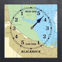 image of BLACKROCK DUBLIN TIDE CLOCK in a BLACK wooden frame