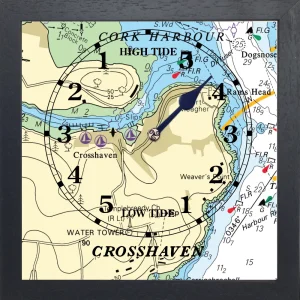 image of CROSSHAVEN TIDE CLOCK in black wooden frame