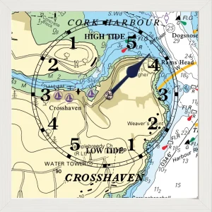 image of CROSSHAVEN TIDE CLOCK in white wooden frame