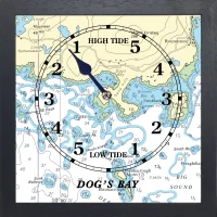 image of DOGS BAY TIDE CLOCK in BLACK frame