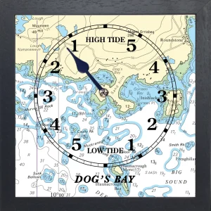 image of DOGS BAY TIDE CLOCK in BLACK frame