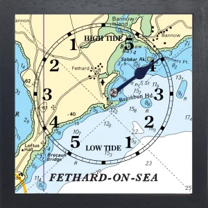 image of FETHARD-ON-SEA TIDE CLOCK in BLACK frame