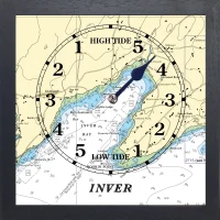 inver co donegal tide clock in a square black wooden frame