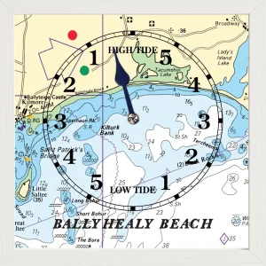 BALLYHEALY BEACH TIDE CLOCK in white frame