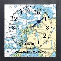 pOLLREVAGH POINT TIDE CLOCK black wooden frame